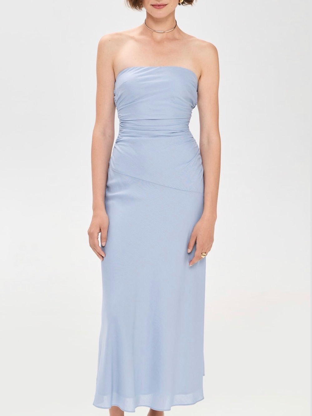 NWT NIA Caricia Dress Strapless Light Blue Midi Dress Size XL